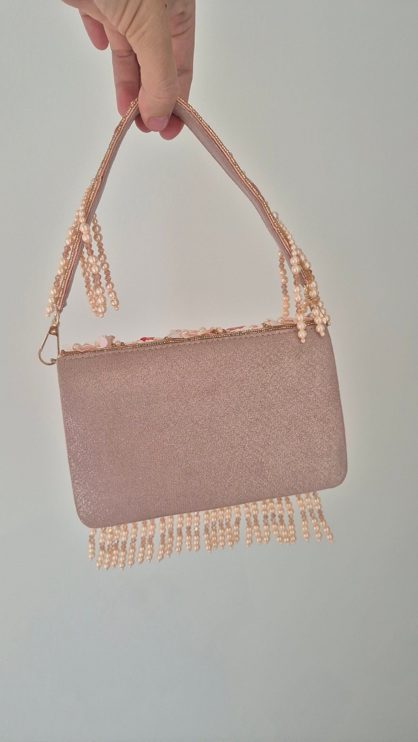 Handbag Pink Pearl Flower Sequin Beaded Bag