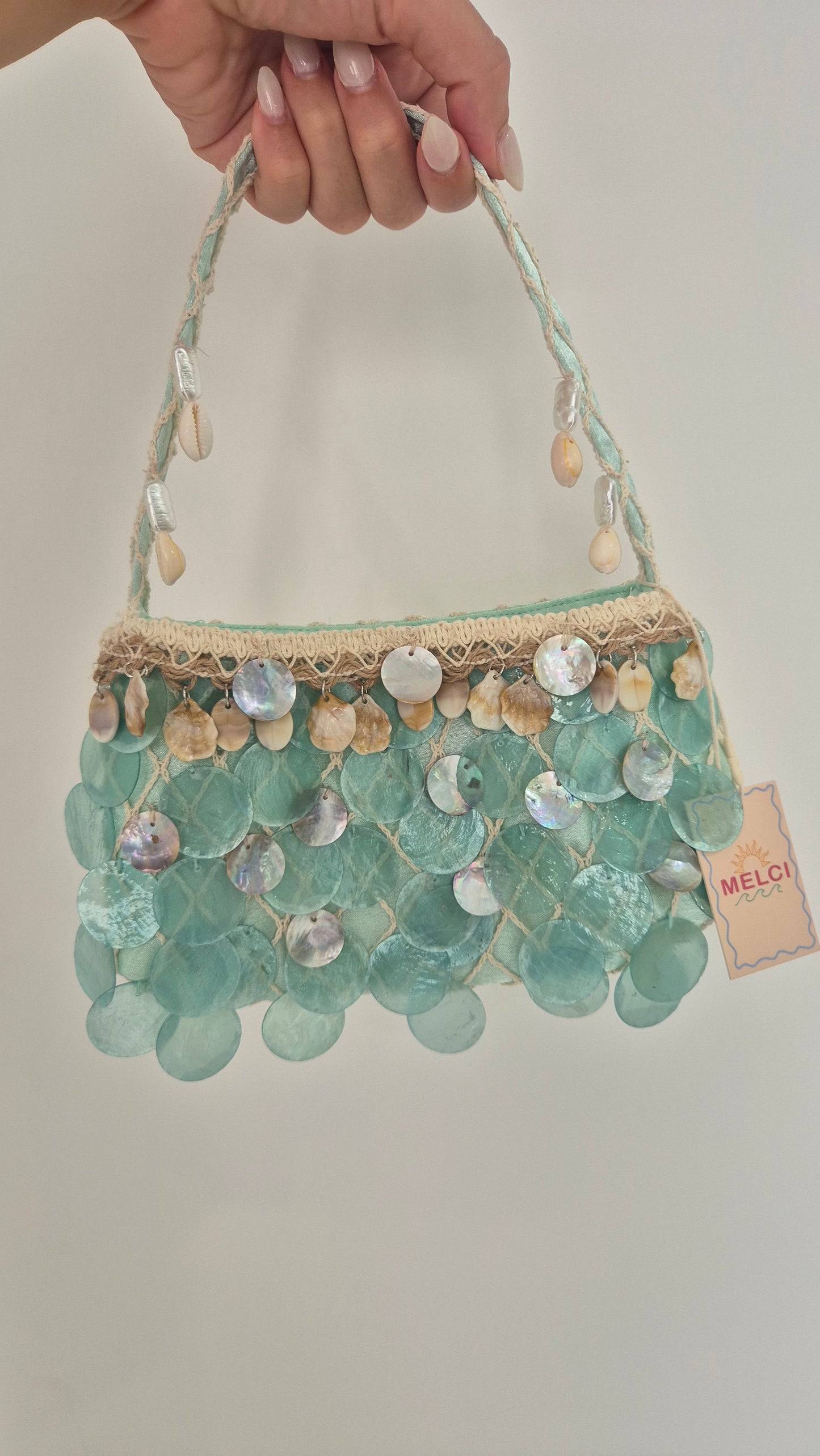Handbag Shell Hand Customized Unique One Off Bag Mint