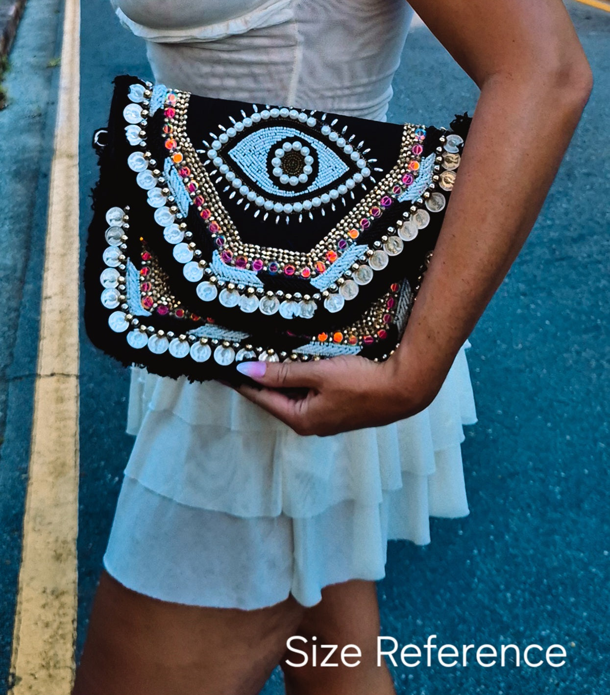 Handbag Aztec Eye Embellished Oversized Clutch Pink