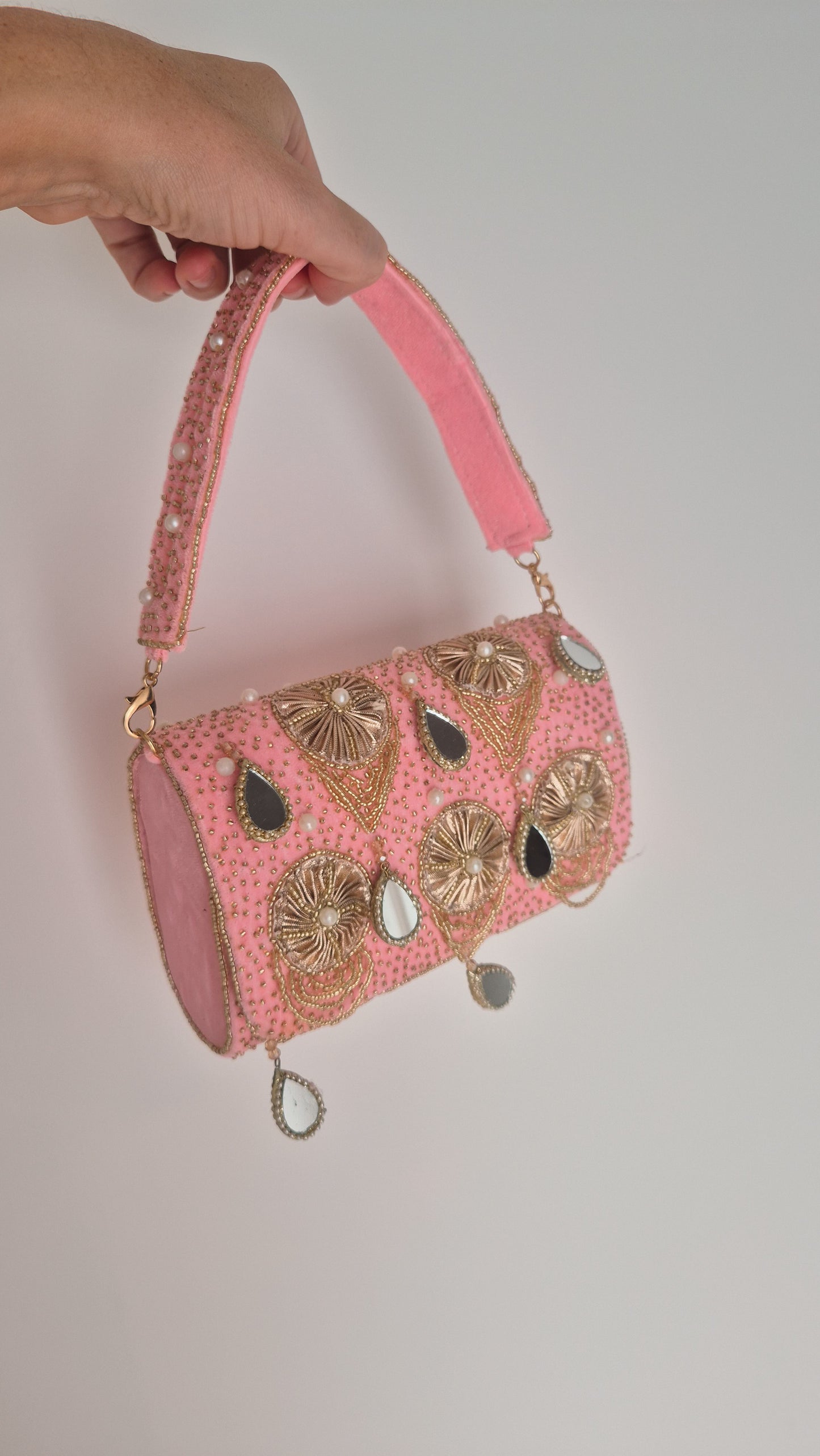 Imperfect Beaded Handbag Candy Pink