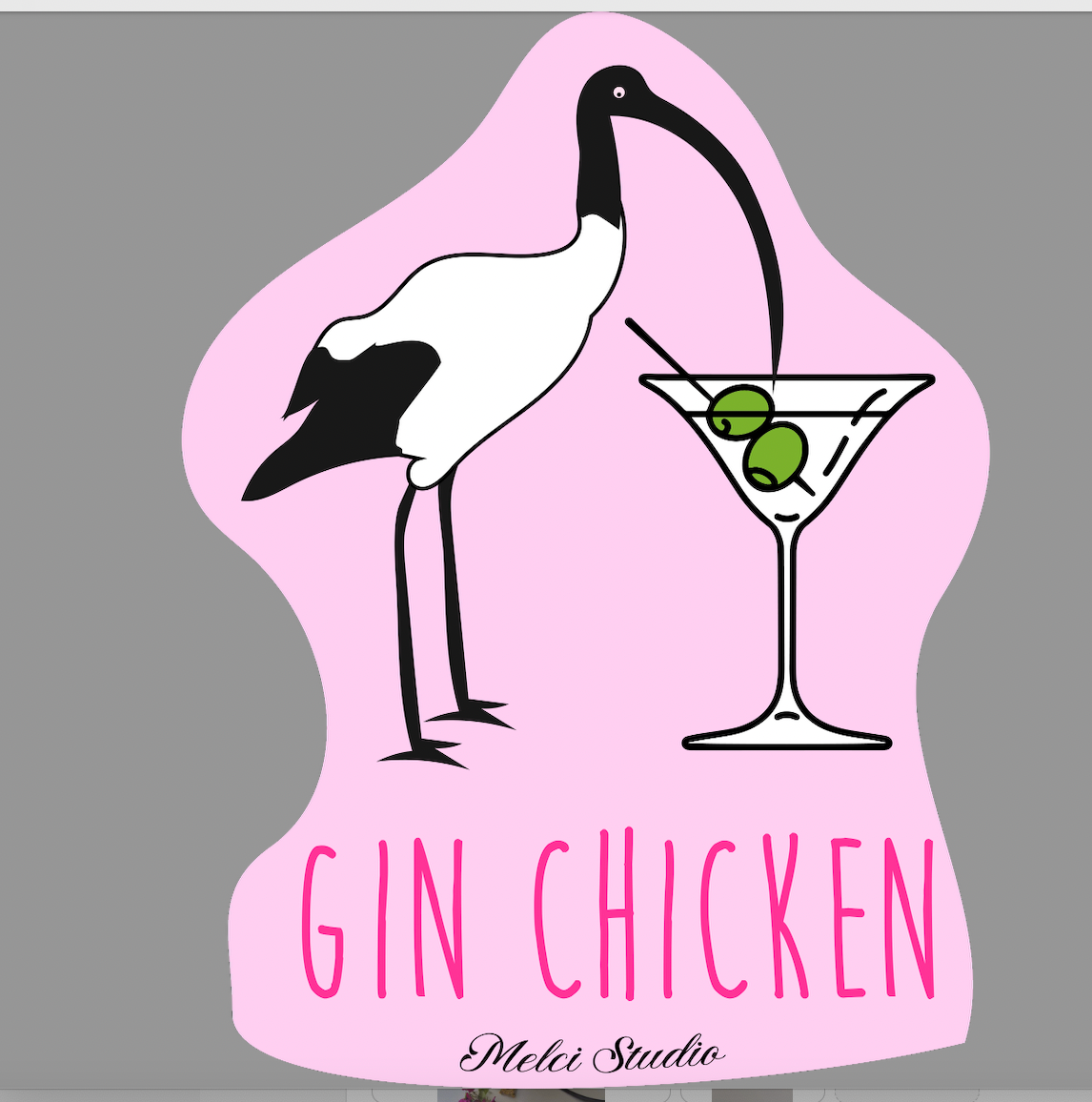 Keyring Gin Chicken Graphic Perspex Glitter Key ring