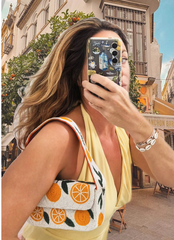 Sevilla Oranges Beaded Handbag Under Arm Bag