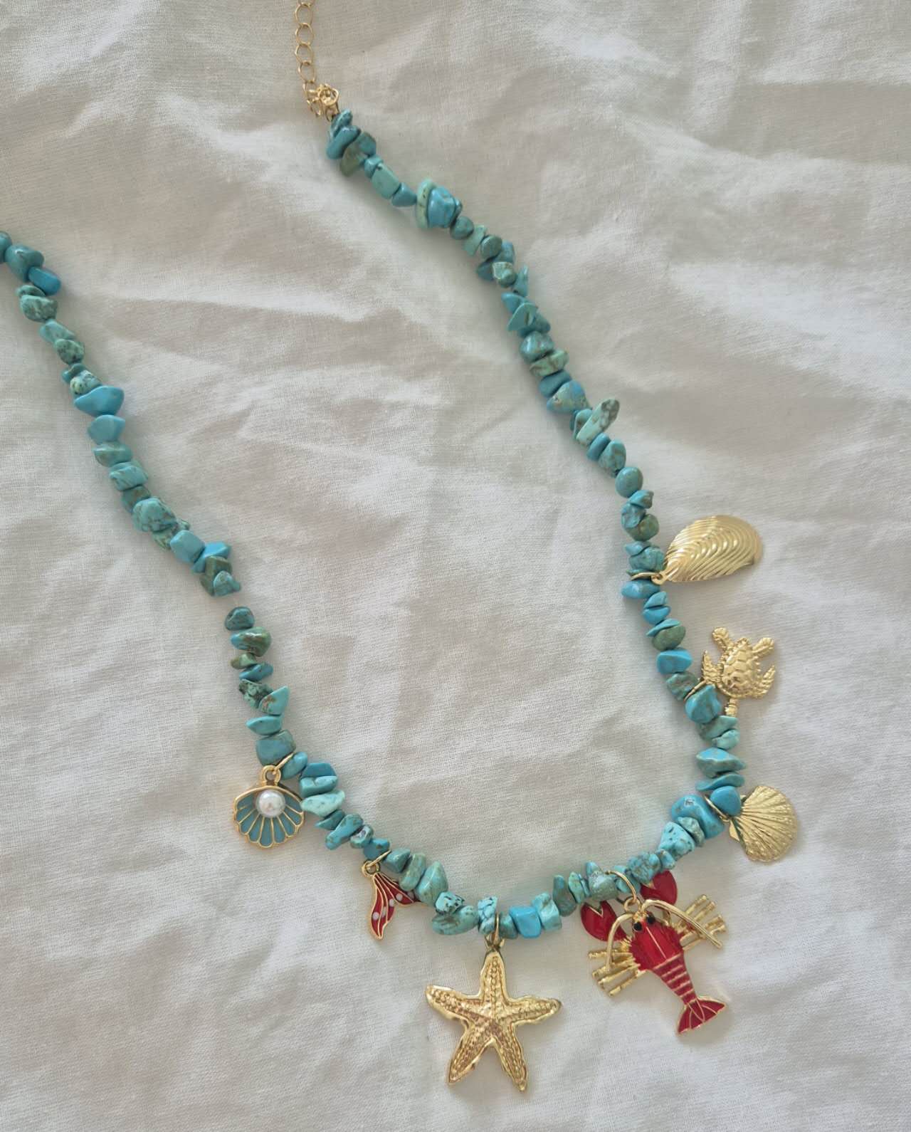 Lobster and Shells Mixed Charm Necklace