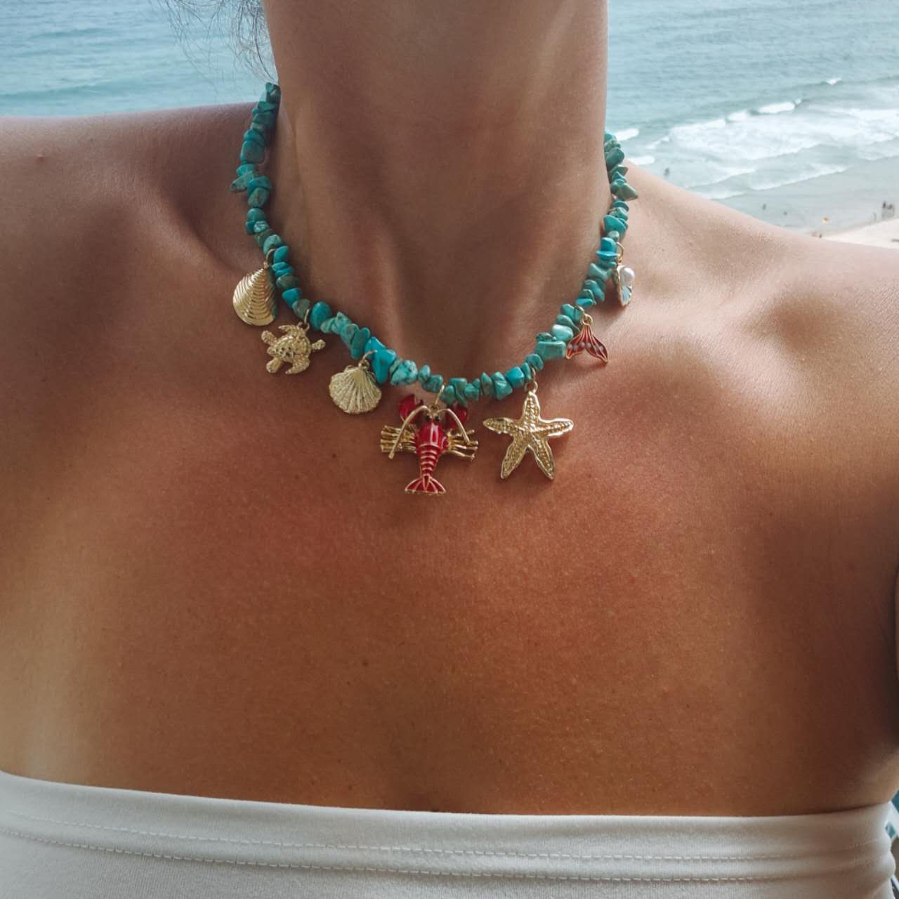 Lobster and Shells Mixed Charm Necklace