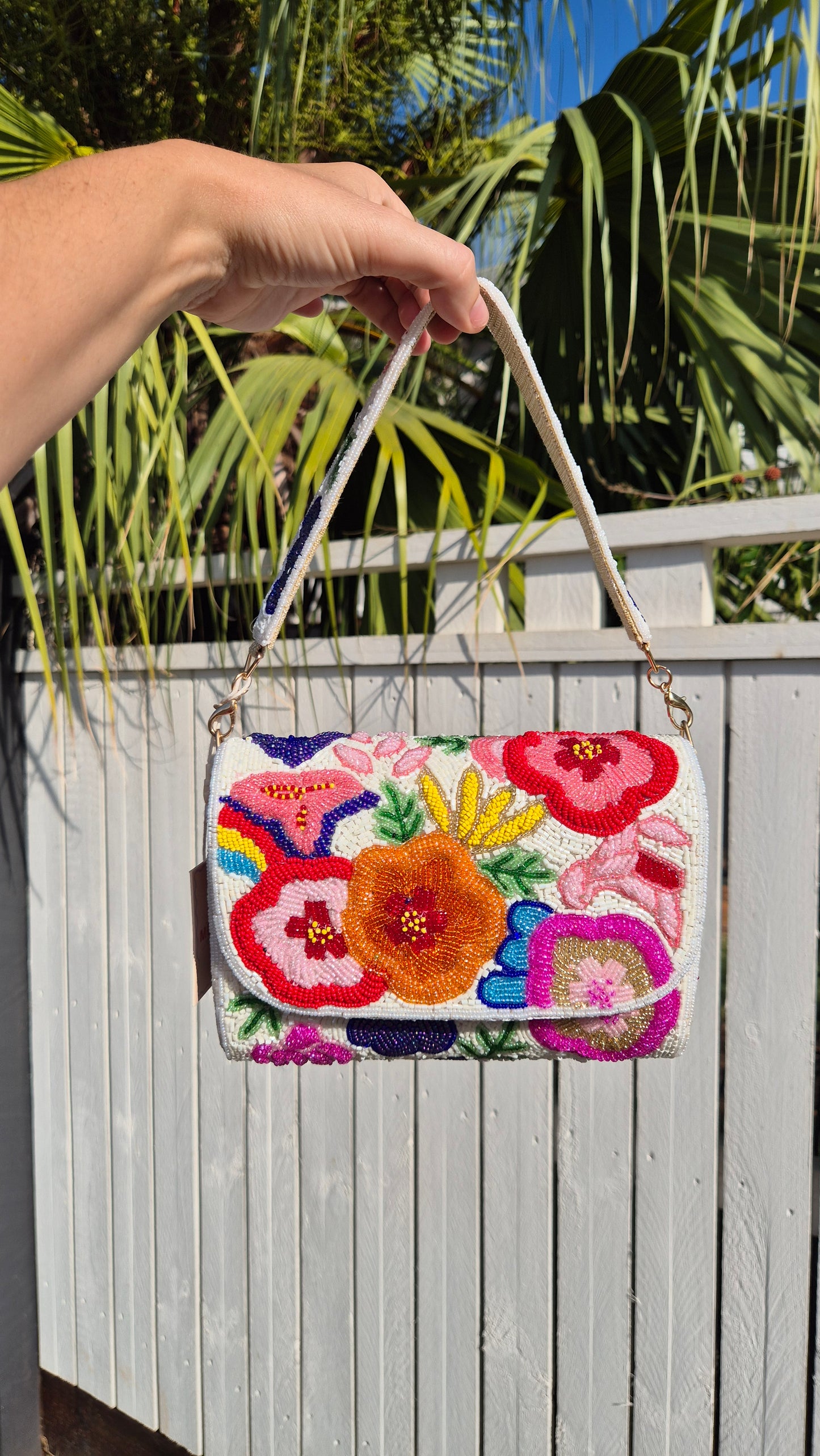 Handbag Beaded Flower Shoulder Bag