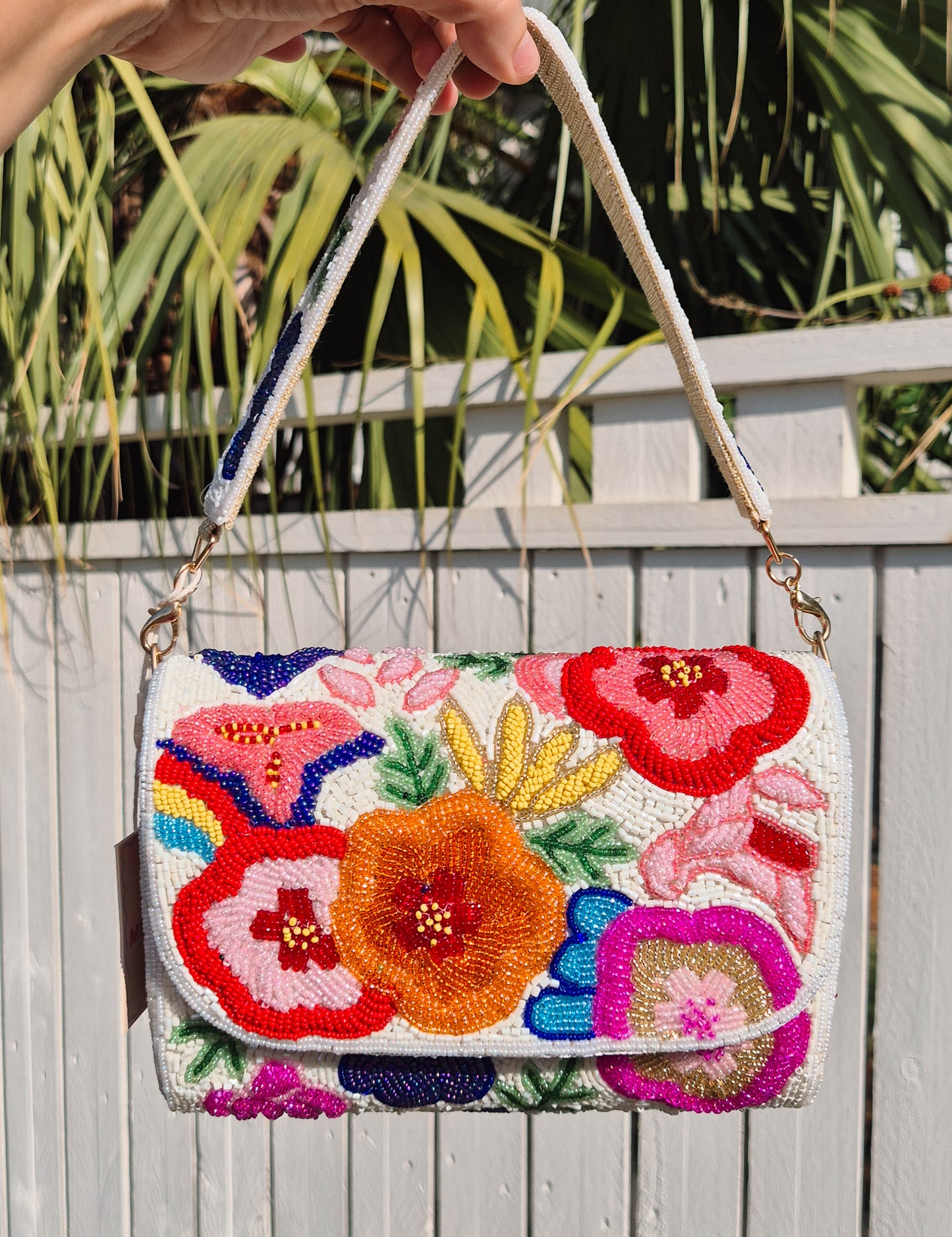 Handbag Beaded Flower Shoulder Bag