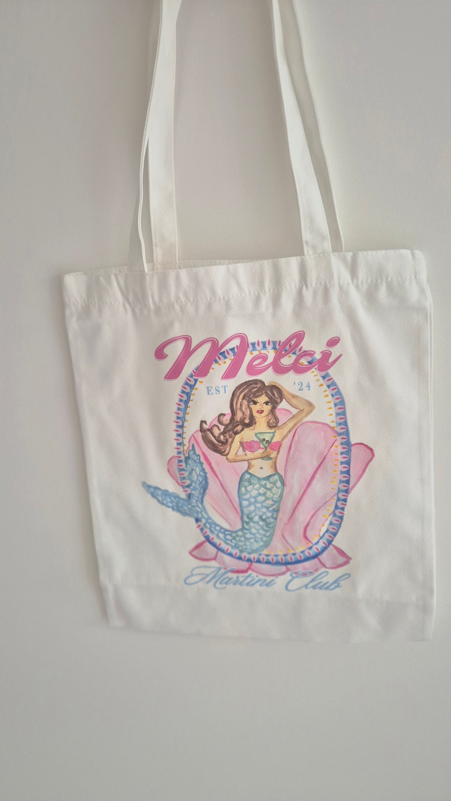 Tote Bag Melci Mermaid Martini Club Hand Painted