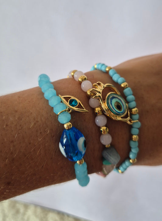 Bracelets Trio Eye Charm 3 Piece Set