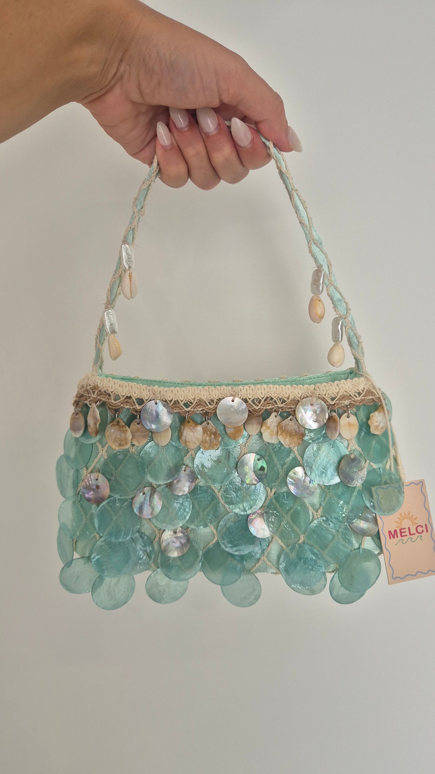 Handbag Shell Hand Customized Unique One Off Bag Mint