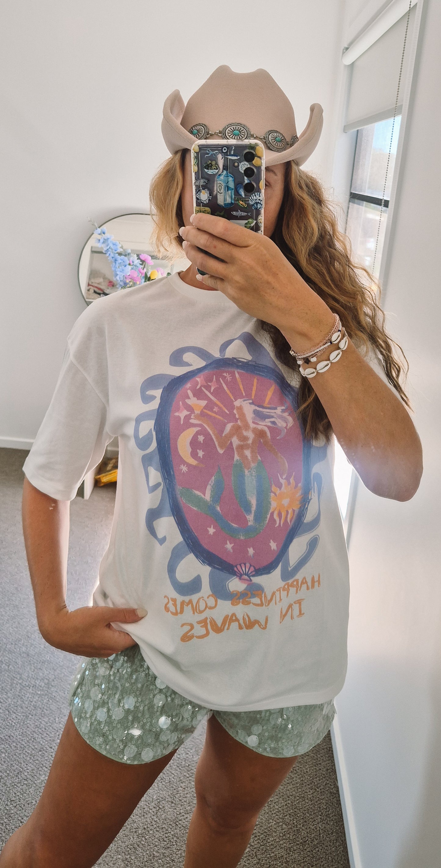 Mermaid Waves Hand Painted Tee