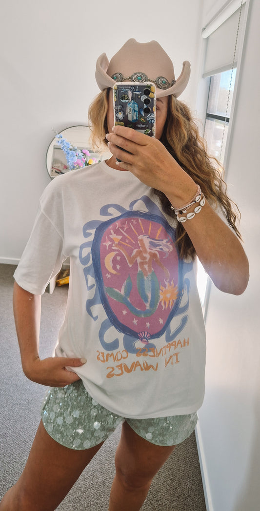 Mermaid Waves Hand Painted Tee
