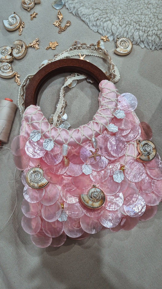 Handbag Shell Hand Customized Unique Pink Bag