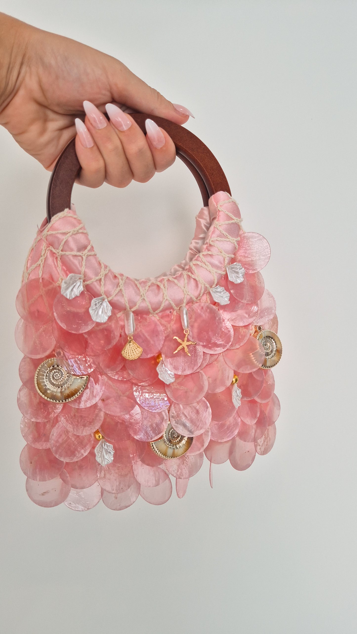 Handbag Shell Hand Customized Unique Pink Bag