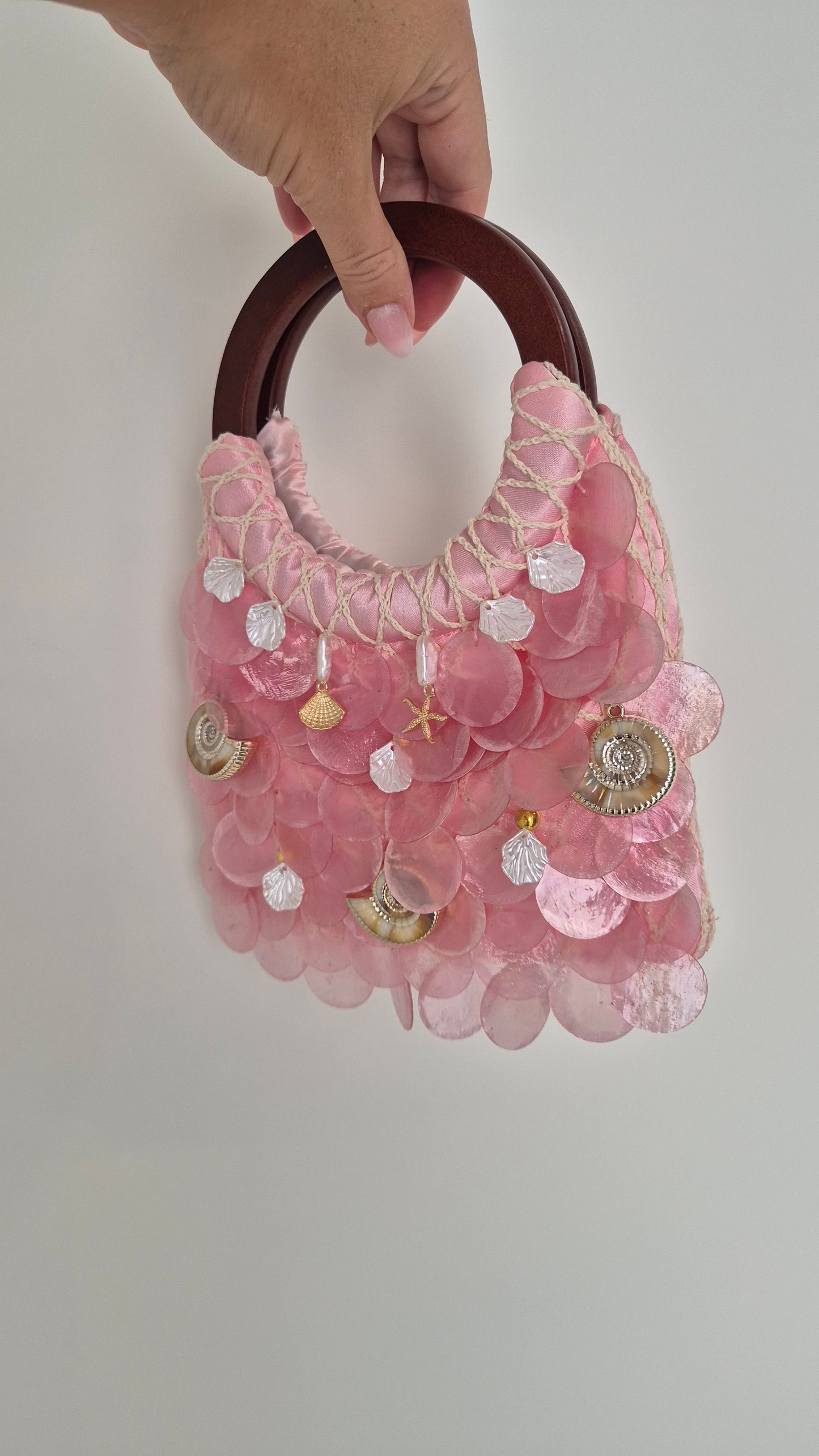 Handbag Shell Hand Customized Unique Pink Bag