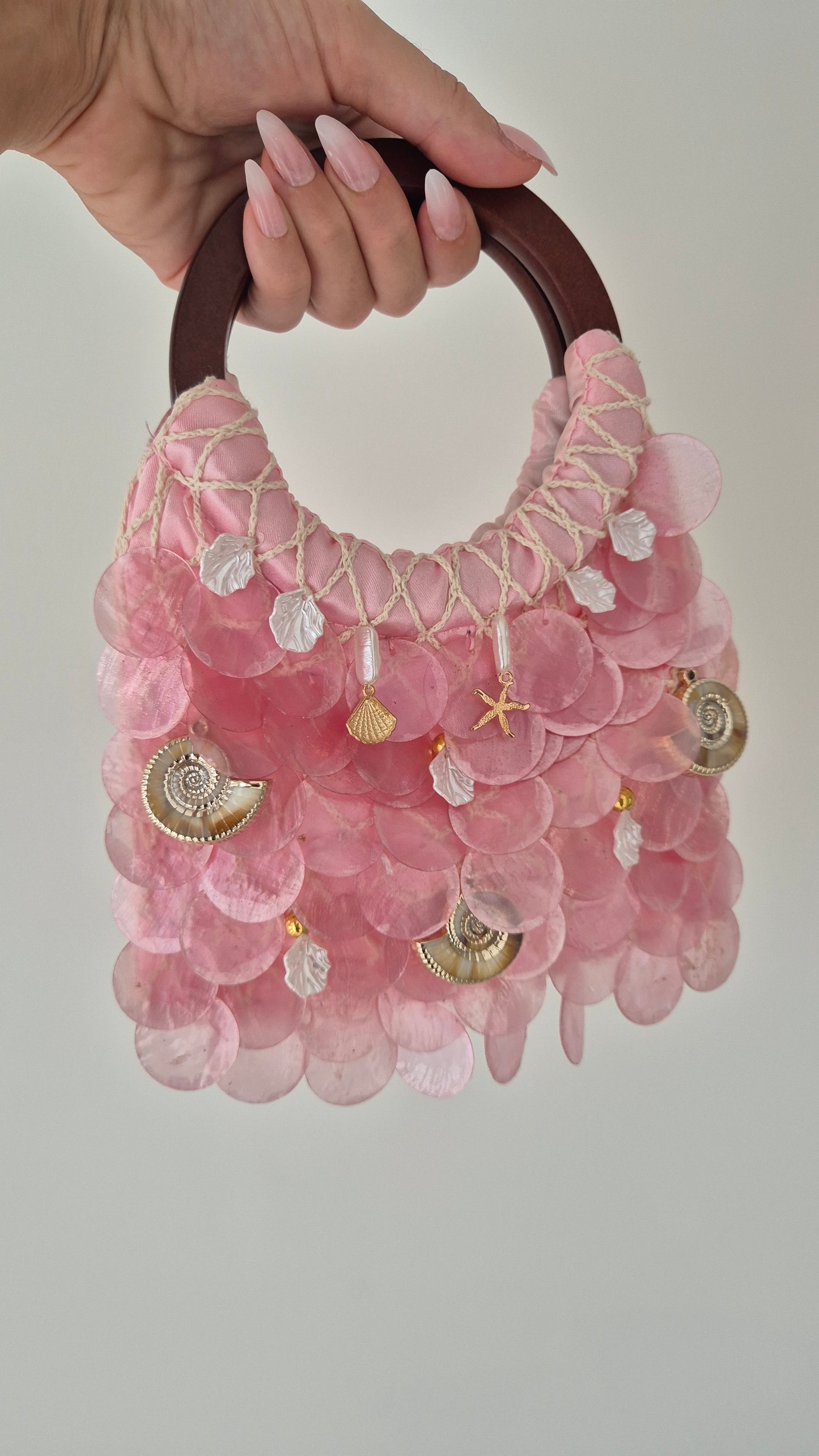 Handbag Shell Hand Customized Unique Pink Bag