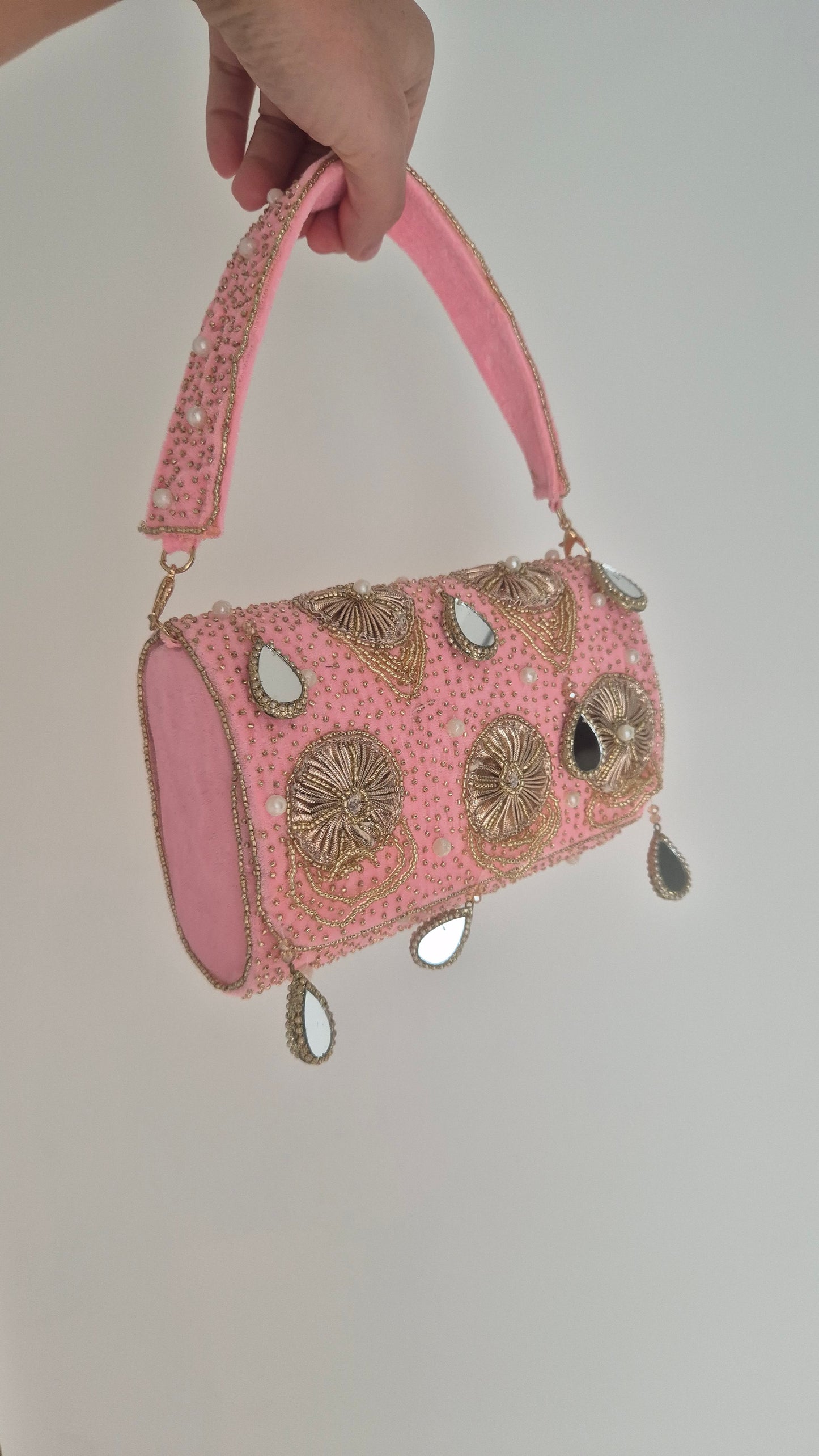 Imperfect Beaded Handbag Candy Pink