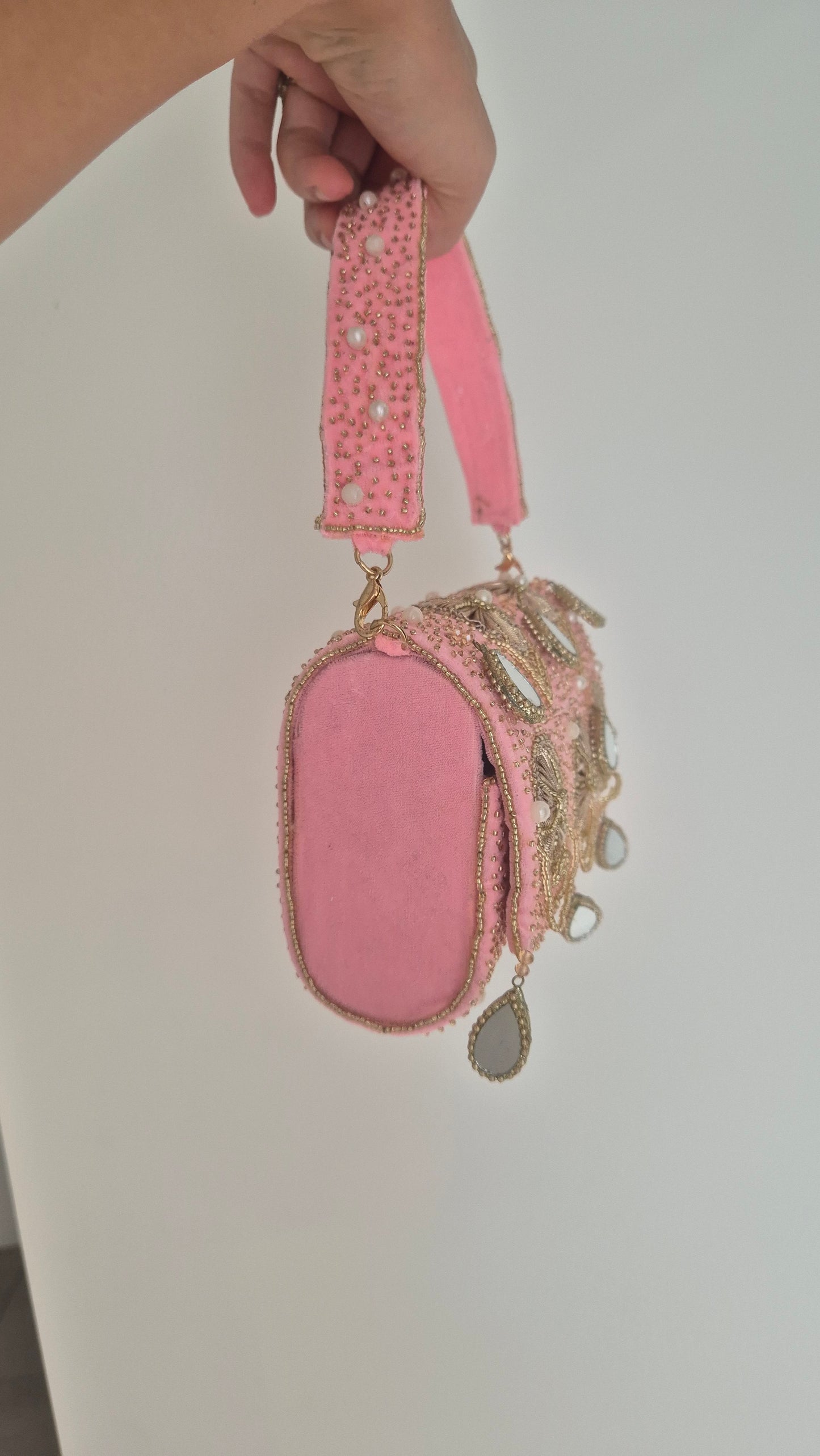 Imperfect Beaded Handbag Candy Pink