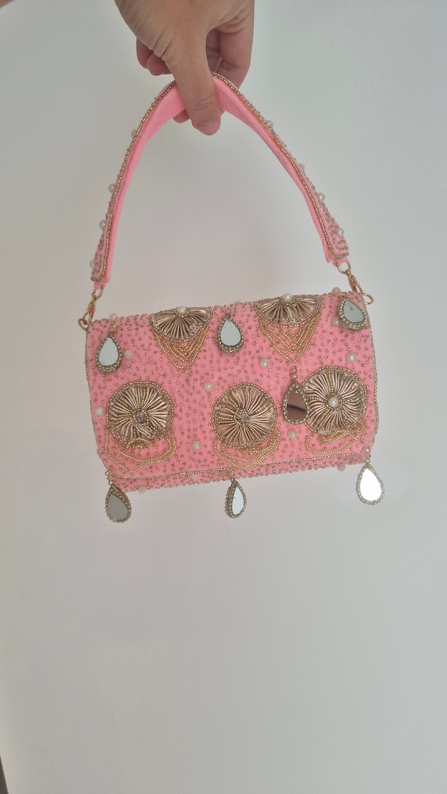 Imperfect Beaded Handbag Candy Pink
