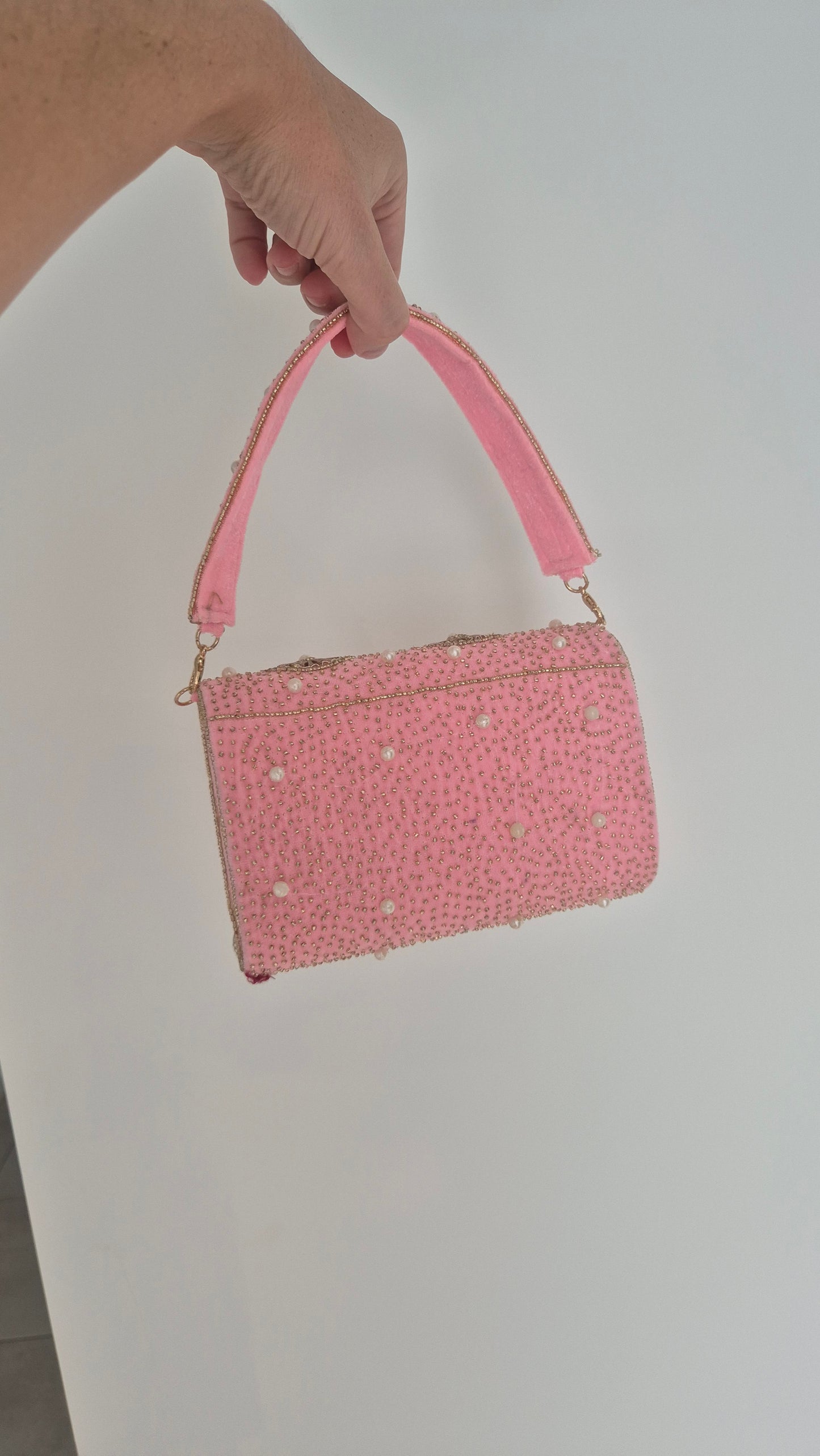 Imperfect Beaded Handbag Candy Pink