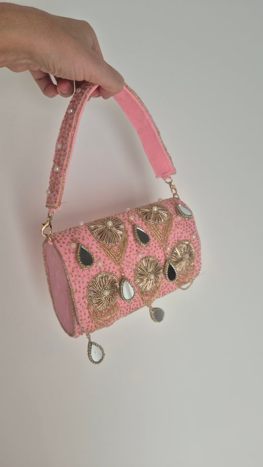 Imperfect Beaded Handbag Candy Pink