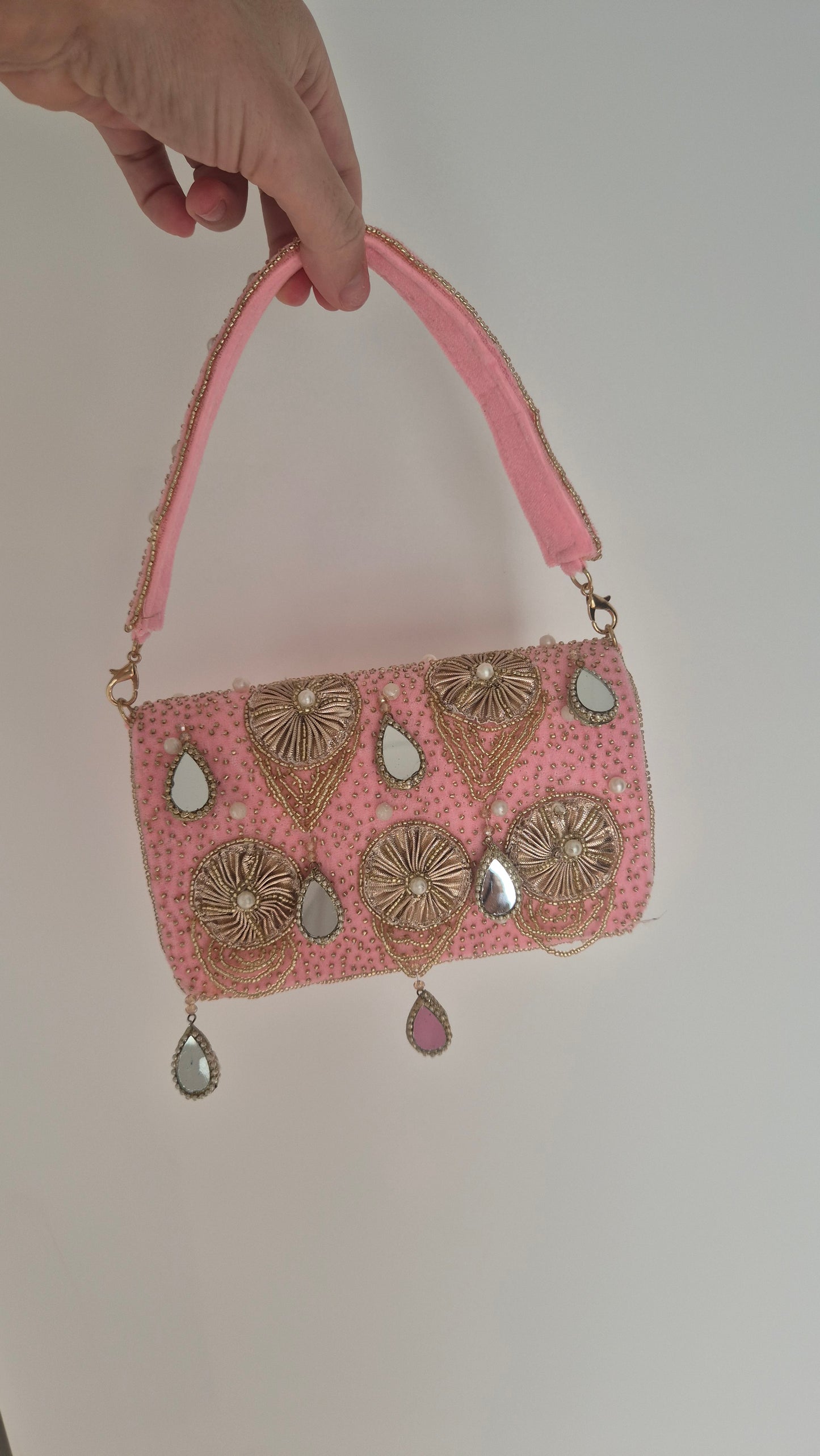 Imperfect Beaded Handbag Candy Pink