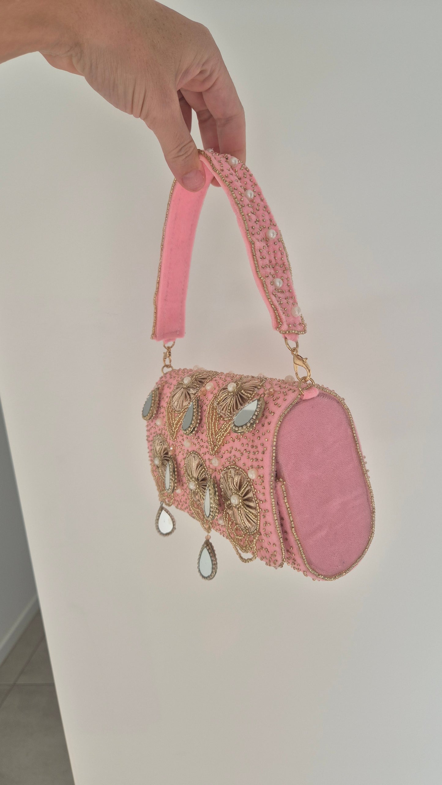 Imperfect Beaded Handbag Candy Pink