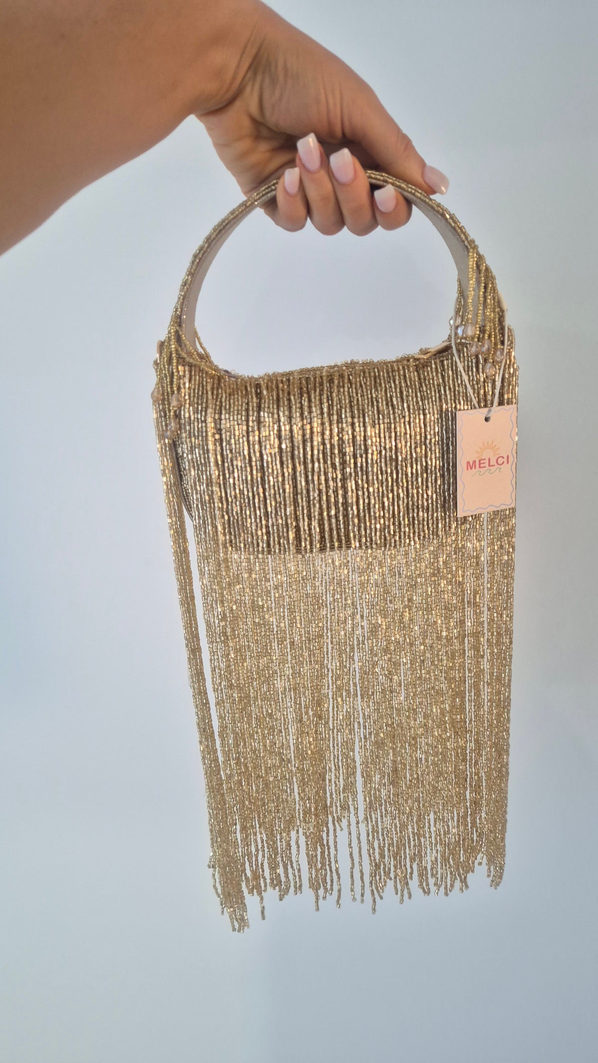 Rodeo Handbag Gold Tassels Statement Underarm Beaded Bag