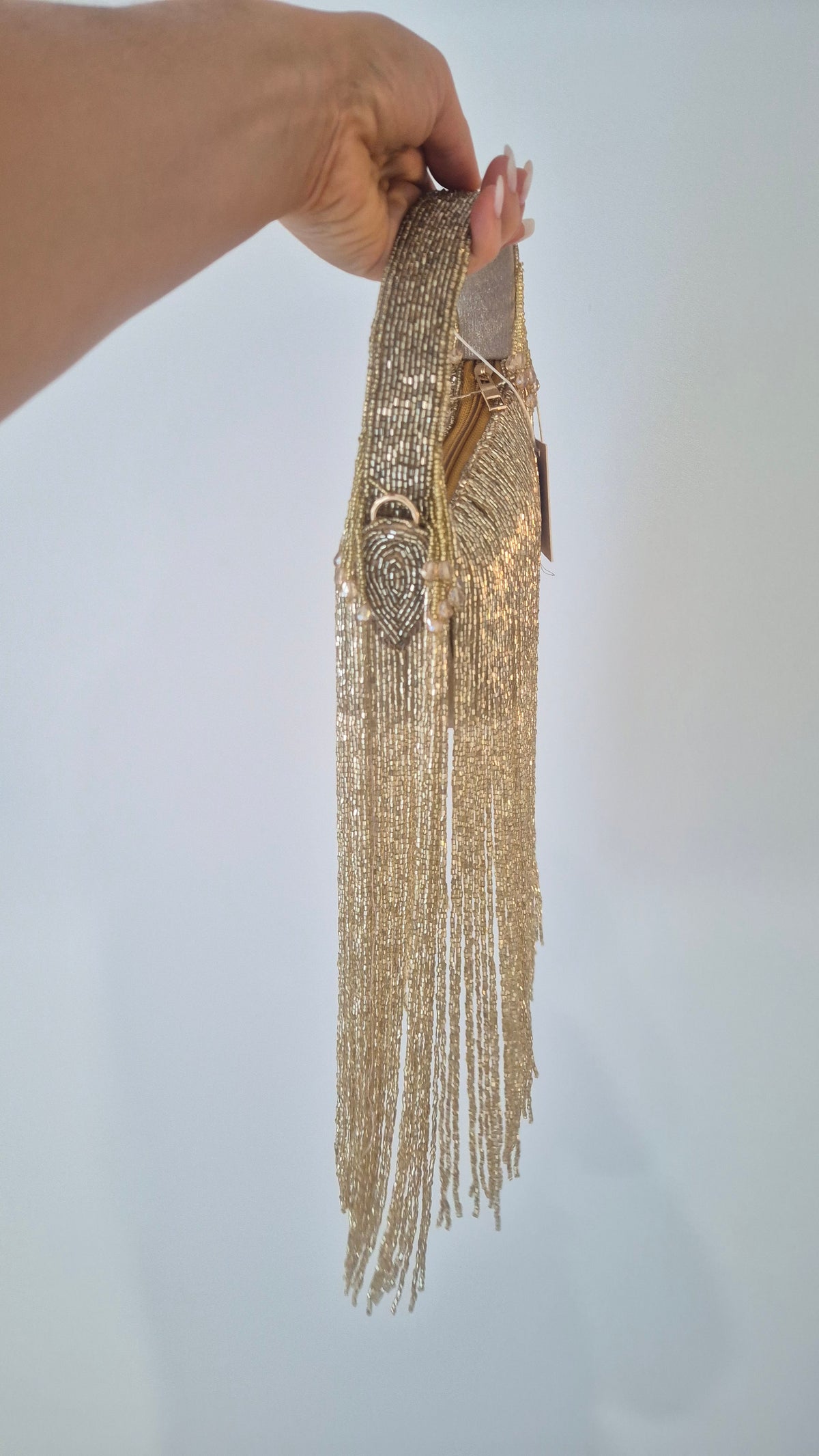 Rodeo Handbag Gold Tassels Statement Underarm Beaded Bag