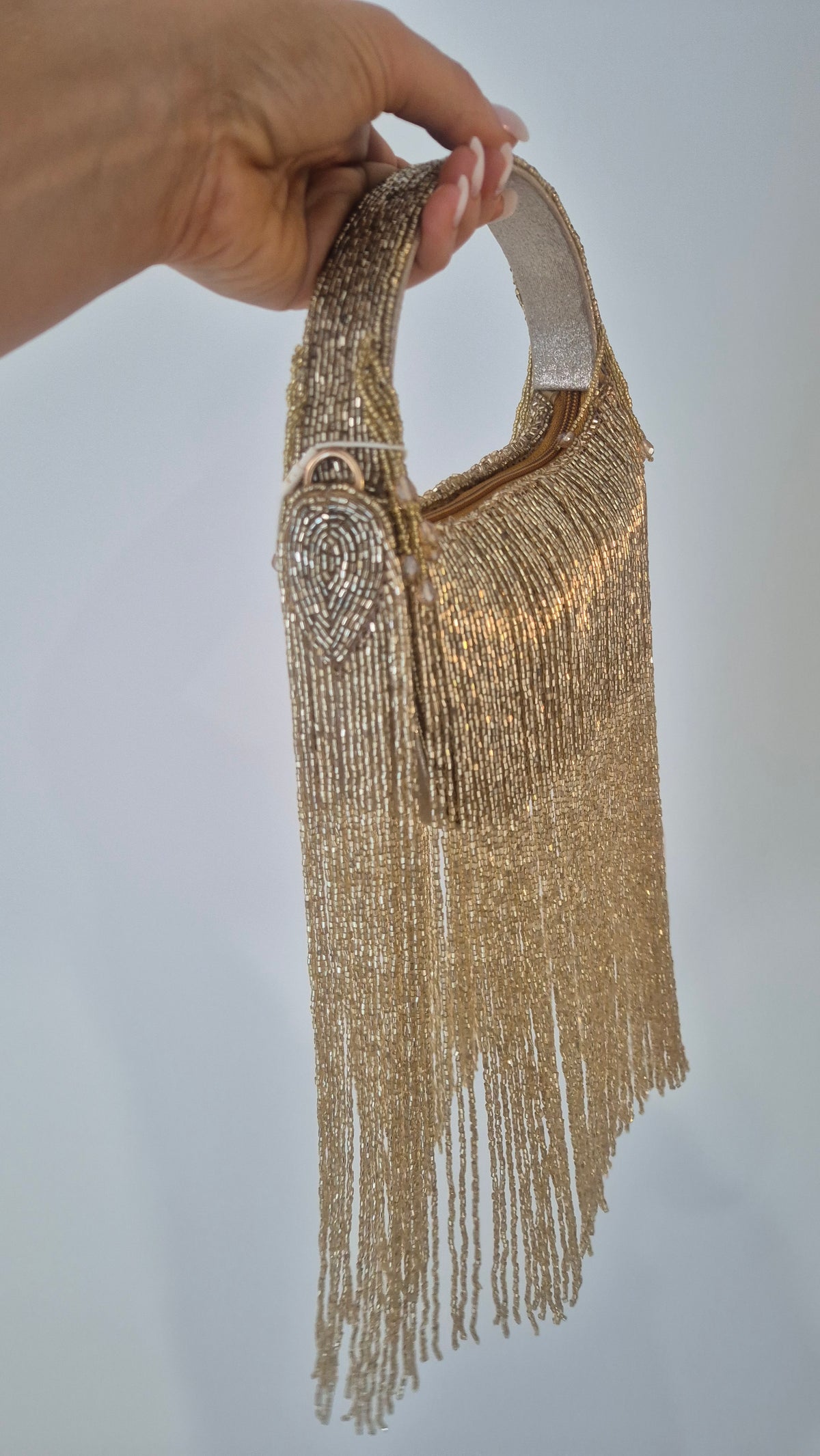 Rodeo Handbag Gold Tassels Statement Underarm Beaded Bag