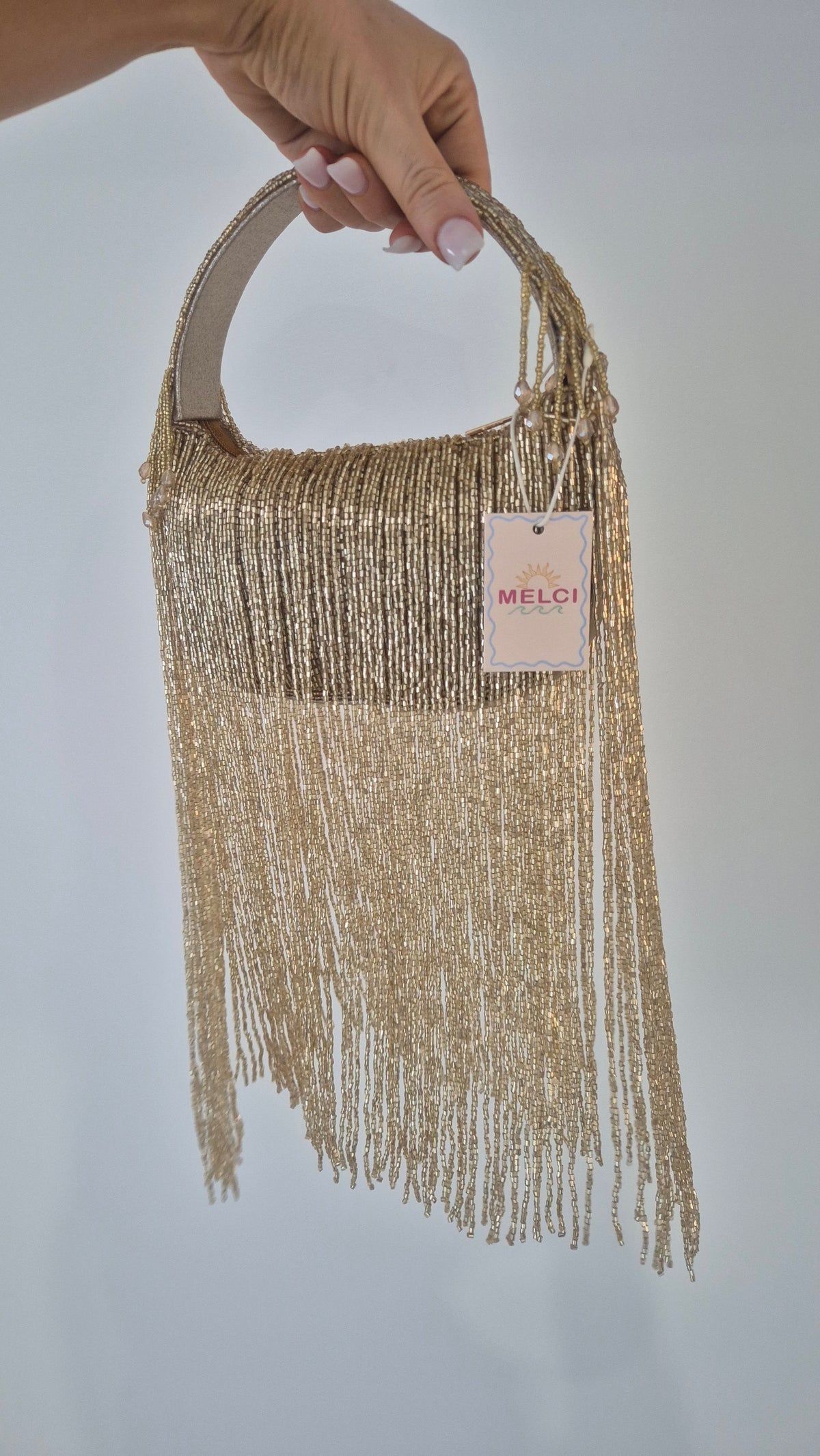 Rodeo Handbag Gold Tassels Statement Underarm Beaded Bag
