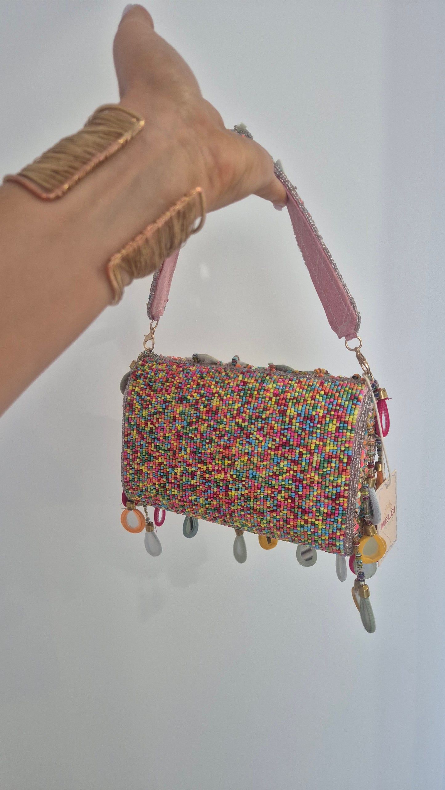 Handbag Flower Flap Embellished Bag Pink Multi