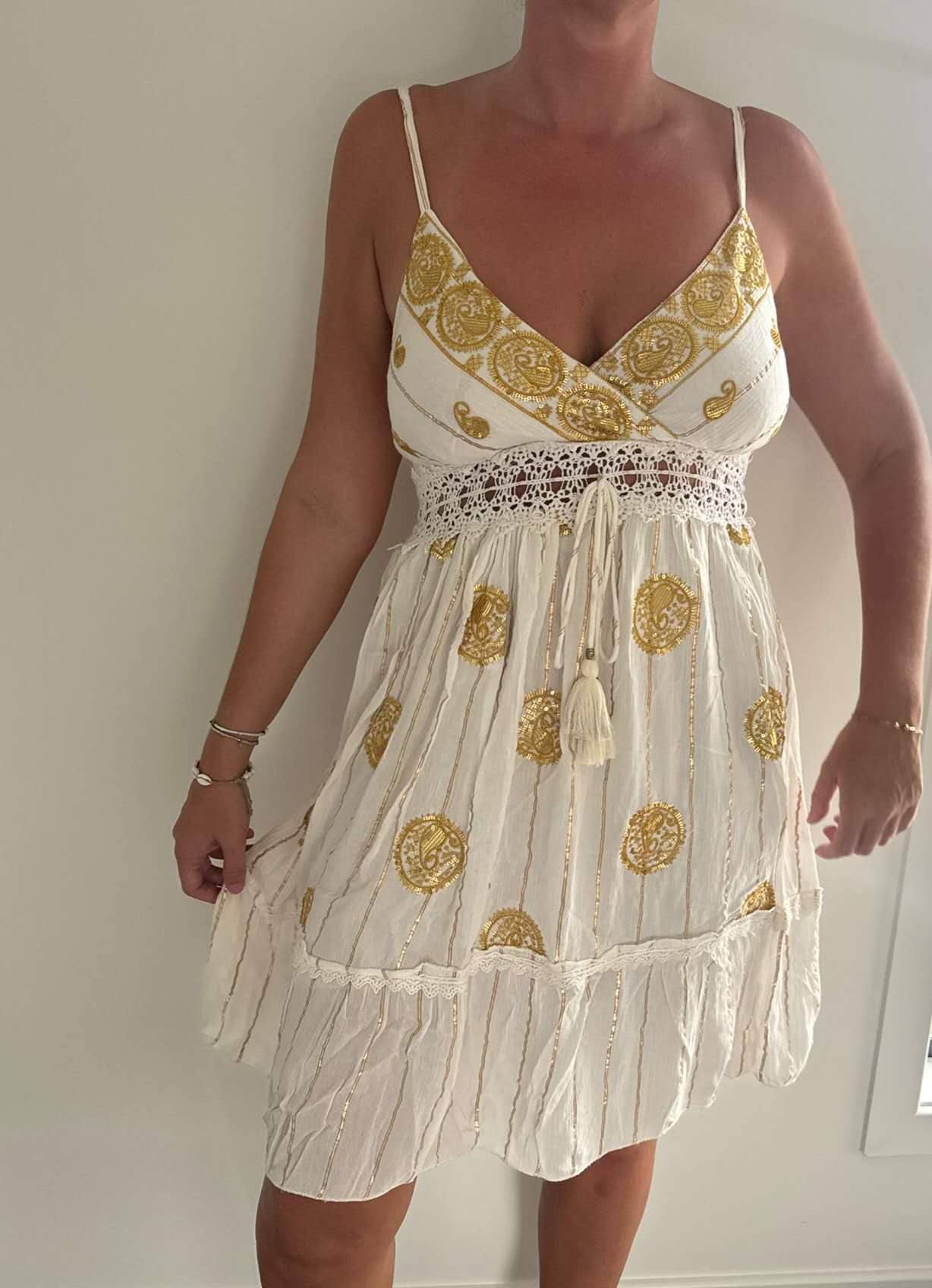 Jaipur Sequin Embellished Beach Dress Gold