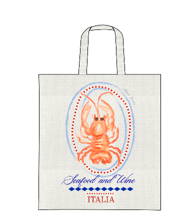 Tote Bag Cute Lobster Hand Painted