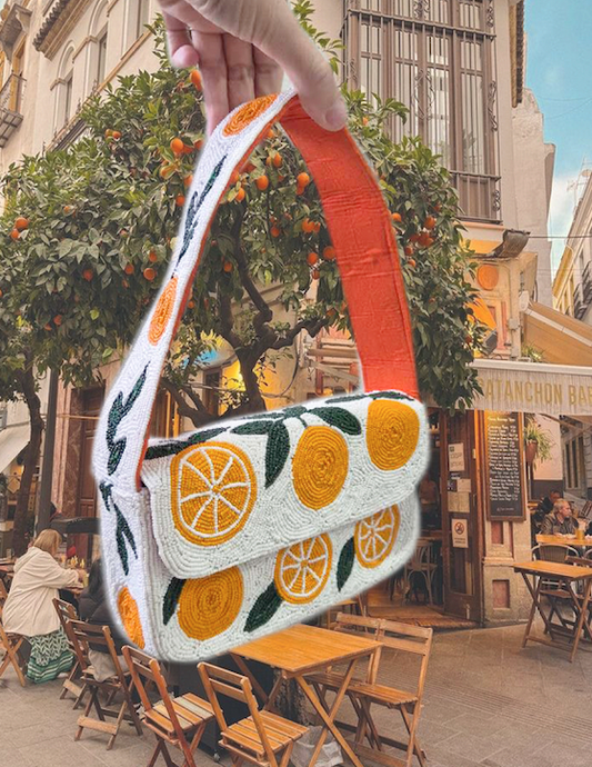 Sevilla Oranges Beaded Handbag Under Arm Bag