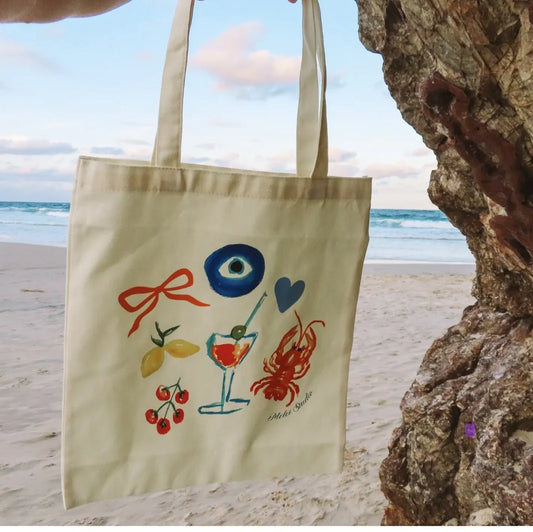 Tote Bag Euro Summer Mixed Motif