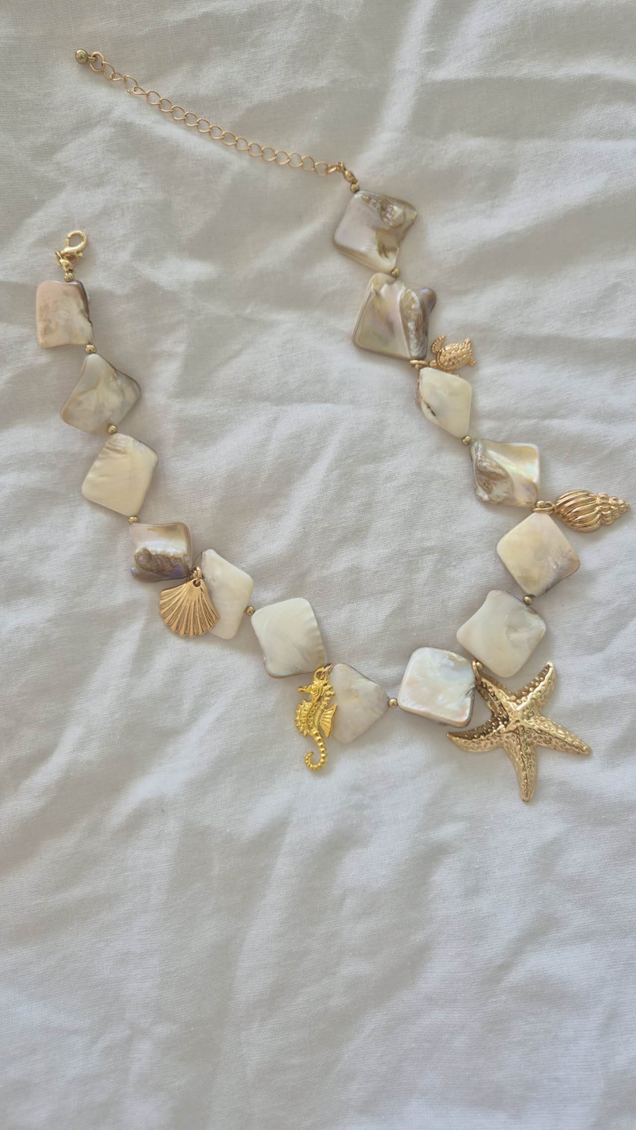 Natural Shell Alabone Star Fish Charm Necklace