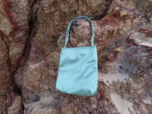 Handbag Aqua Satin Grab Bag