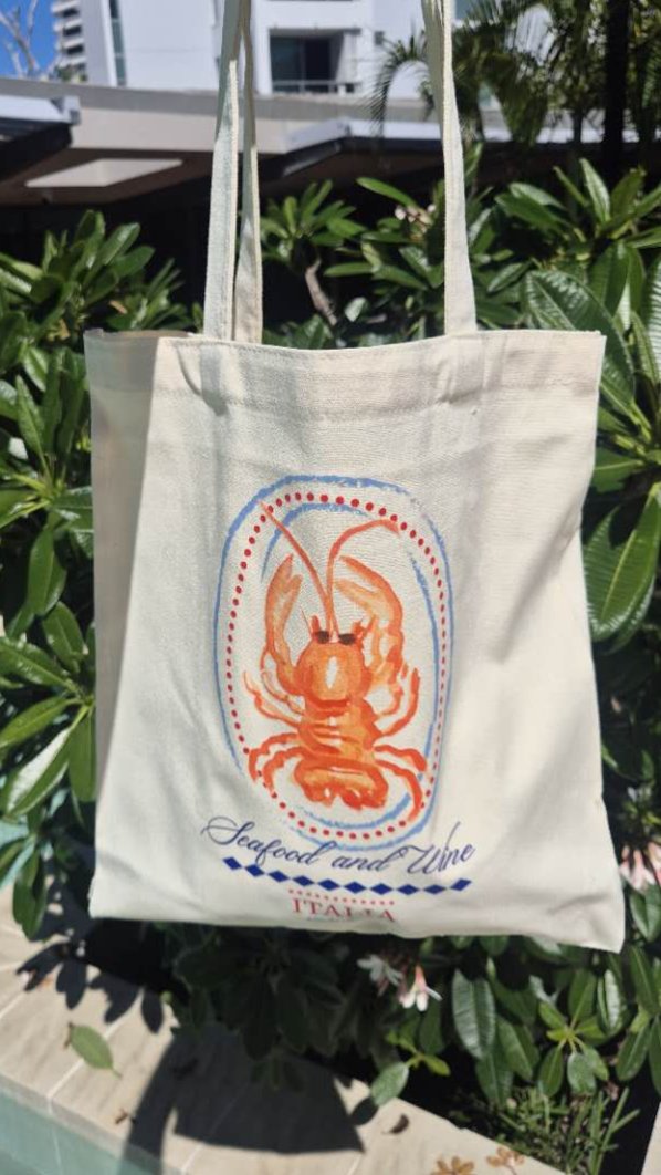 Tote Bag Cute Lobster Hand Painted