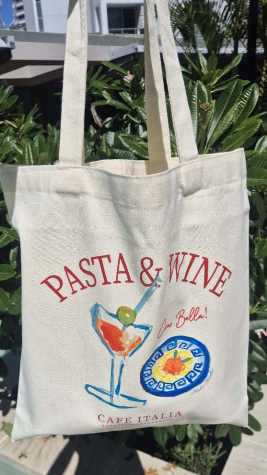 Tote Bag Cute Pasta Club Hand Painted