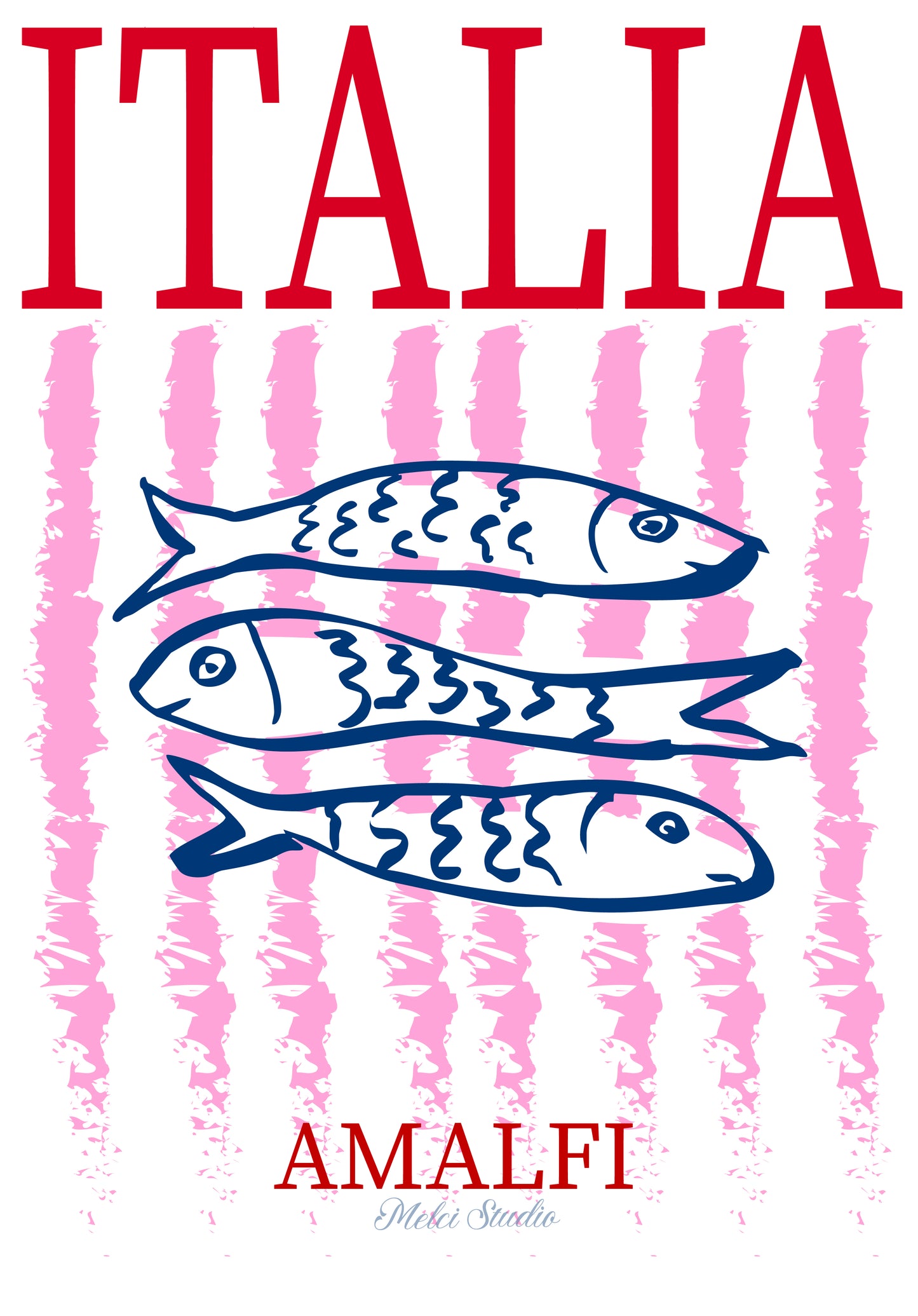 Tote Bag Cute Sardines Stripe Hand Sketched