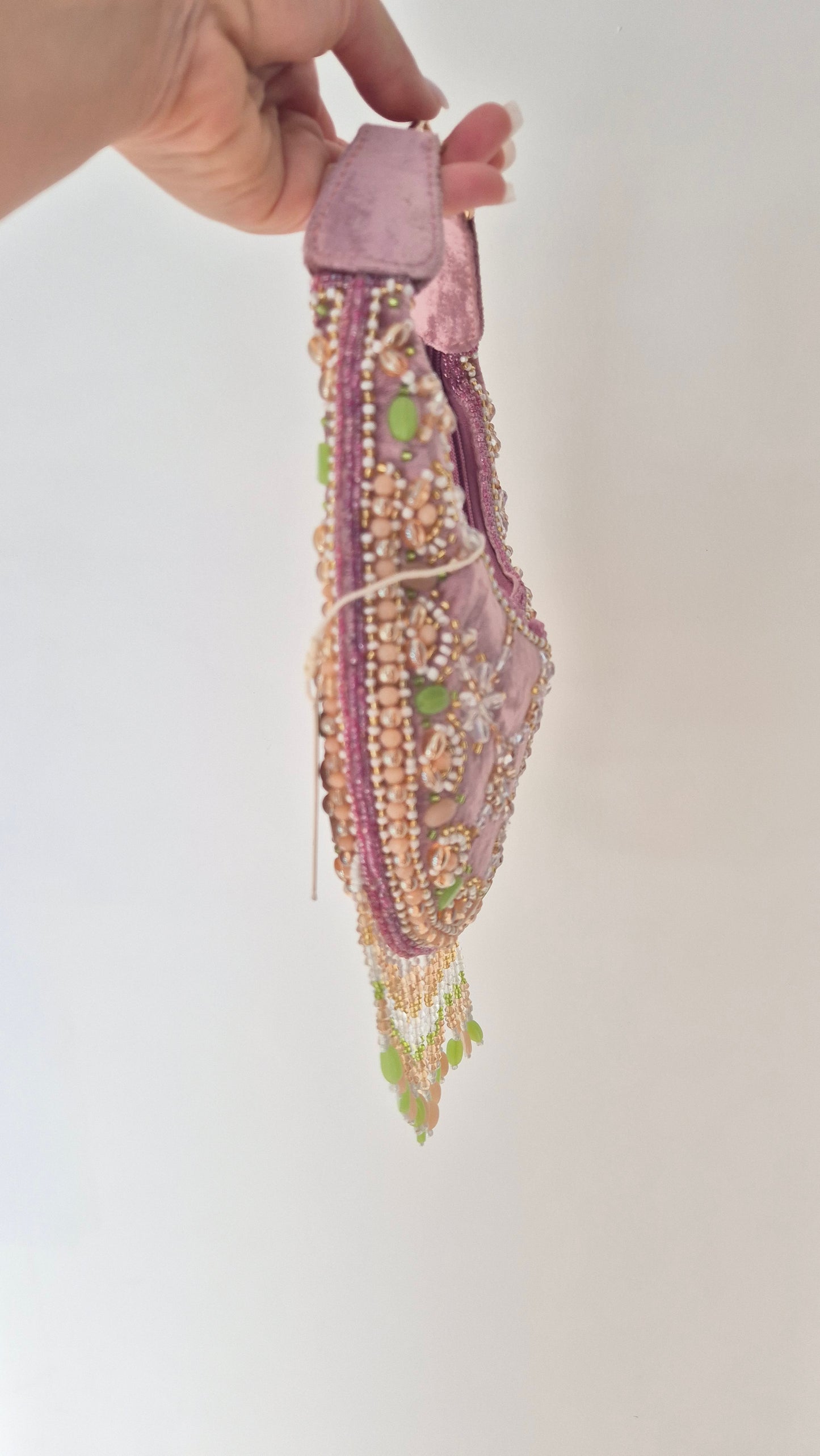 Ibiza Handbag Pink Beaded Tassel Moon